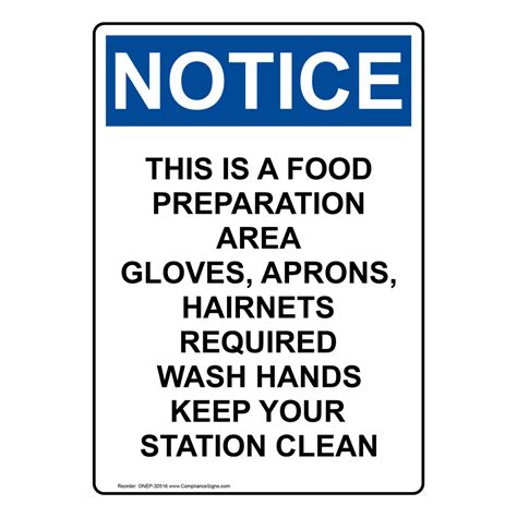 Food Safety Kitchen Signs ANSI Food Preparation