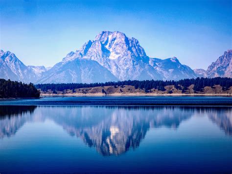 Desktop Wallpaper Lake Reflections Mountains Calm Sunny Day Hd