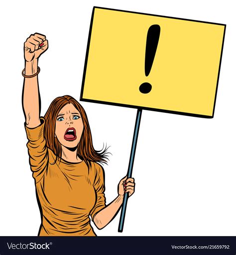 Woman Protesting With A Poster Royalty Free Vector Image