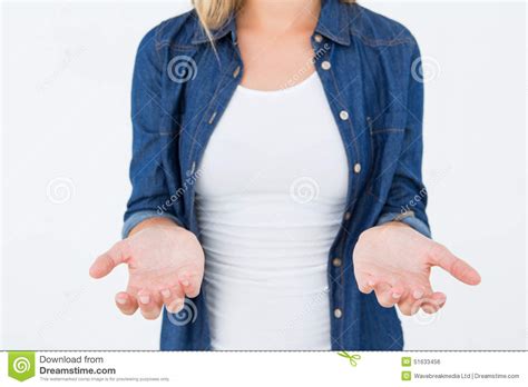 Woman Presenting Her Hands Stock Photo Image Of Presenting 51633456