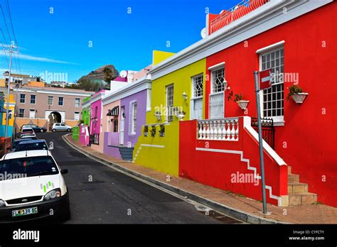 Cape Town South Africa Colourful Houses In The Bo Kaap Area In Cape