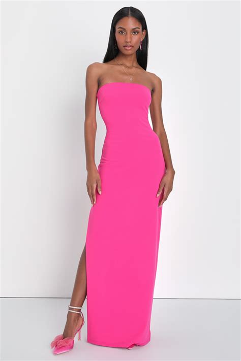 Hot Pink Maxi Dress Strapless Maxi Dress Sexy Maxi Dress Lulus
