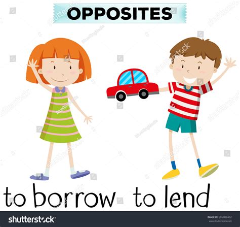 Opposite Wordcard Borrow Lend Illustration Stock Vector Royalty Free