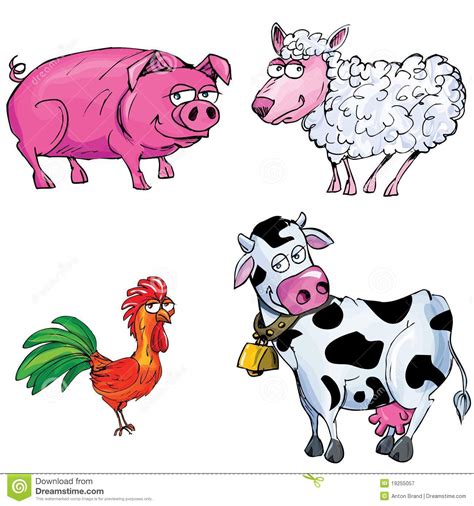 Cartoon Set Of Farm Animals Royalty Free Stock Photography