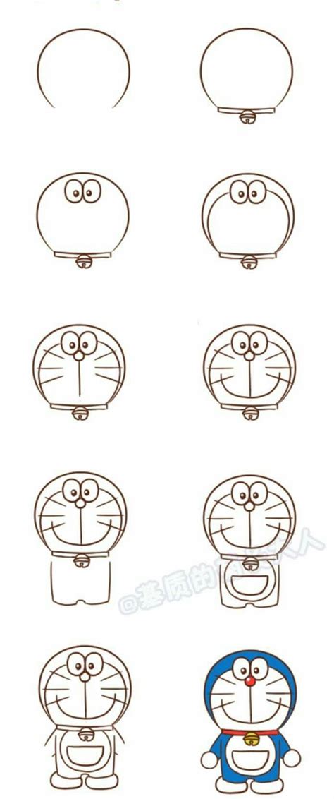 Draw Doraemon Step Easy Drawings Easy Cartoon Drawings Cute Easy