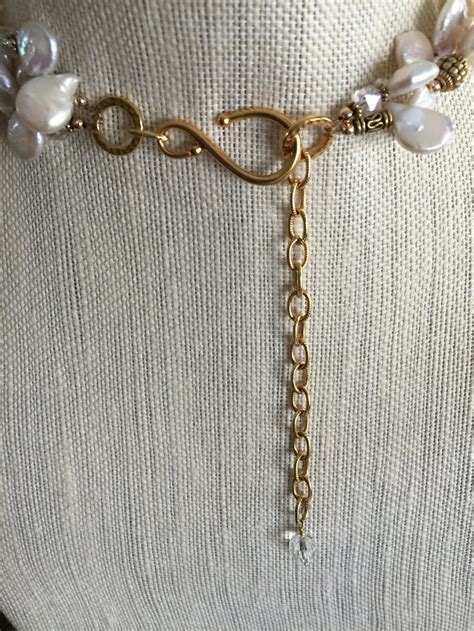 Freshwater Pearl Necklace White Pearl Crystal Necklace Etsy