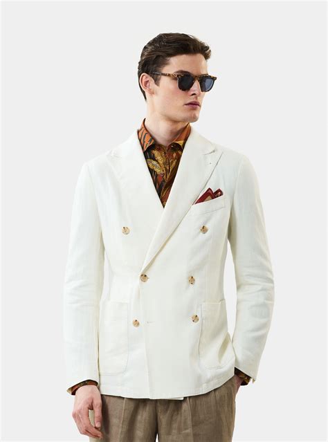 Linen Blend Double Breasted Blazer