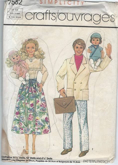 Vintage Simplicity Pattern 7582 Barbie And Ken Classic