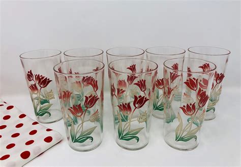 Swanky Swig Tulip Juice Glasses Set Of 8 Kraft Enameled Etsy