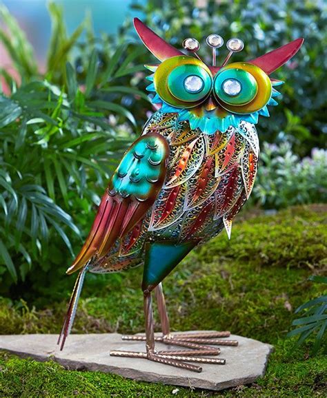 Metal Owl Garden Decor Yard Sculpture Abstract Garden Bird Art Colorful