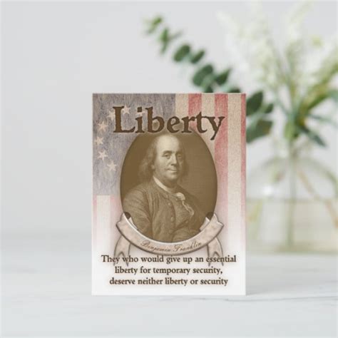 Benjamin Franklin Liberty Postcard Zazzle