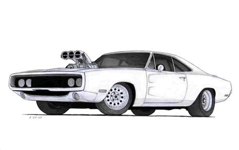 Muscle Car Drawing Rod Gasser Hotrod Flames Dragster Fifties Weird