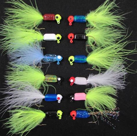 12 Kingfisher Crappie Jigs 116oz Jelly Belly Gold Hook Marabou Feather