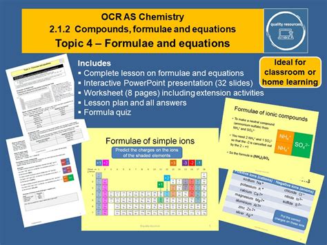Formulae And Equations Ocr As Chemistry Teaching Resources