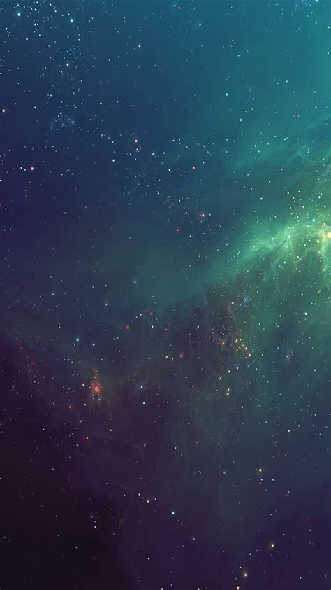 Fantasy Shiny Starry Green Nebula Starry Space Skyscape Iphone 8 Hd