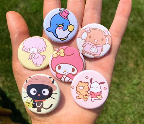 Sanrio Characters 125 Buttons Badges Pins Set Kawaii Etsy