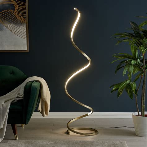 Modern Spiral Floor Lamp Led Strip Silver Finesse Decor Touch