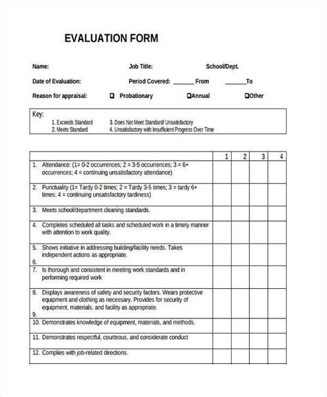 Free 11 Job Evaluation Forms In Pdf Ms Word Excel