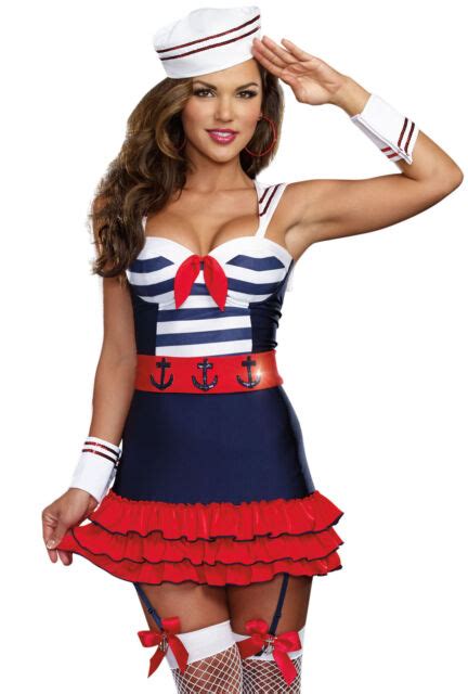 Womens Sexy Blue Navy Sailor Girl Pinup Costume For Sale Online