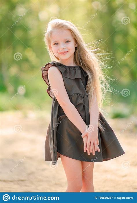 Portrait of Little Girl Outdoors Stock Image - Image of happiness ...