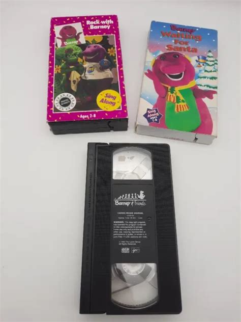 Barney Vhs Lot Of 3 Barney And Friends Waiting For Santa Rock With Barney