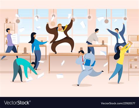 Work Rush Office Chaos Flat Royalty Free Vector Image