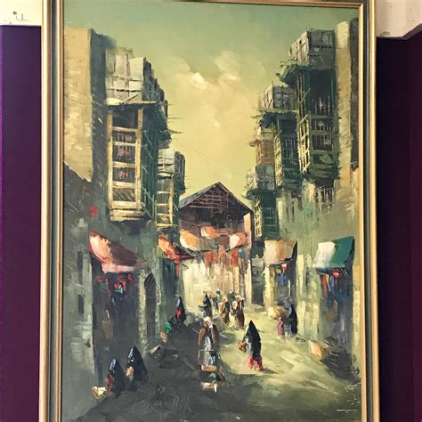 Middle Eastern Oil Painting Of The Old Town Of Damascus Paintings