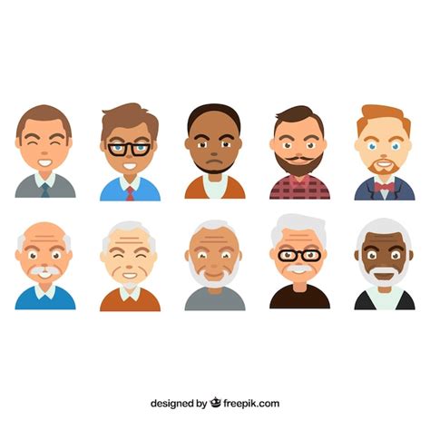Cartoon Pack Of Male Avatars Vector Free Download