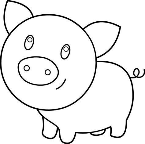Baby Pig Coloring Printable Pig Clipart Black And White Png