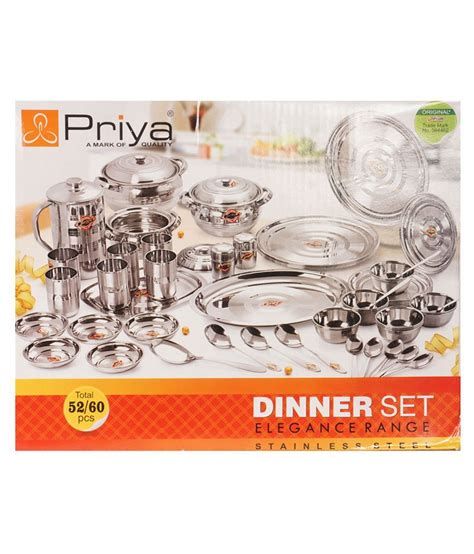 Priya Stainless Steel Dinner Set Of 52 Buy Online At Best Price In