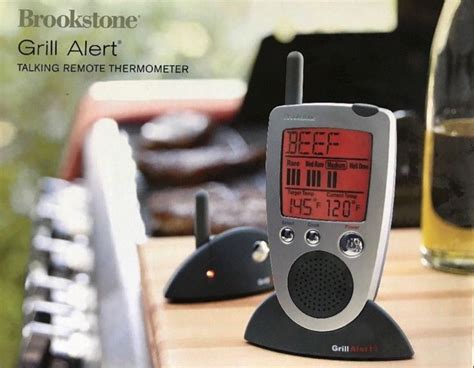 New Brookstone Bk798314 Grill Alert Talking Remote Meat Thermometer
