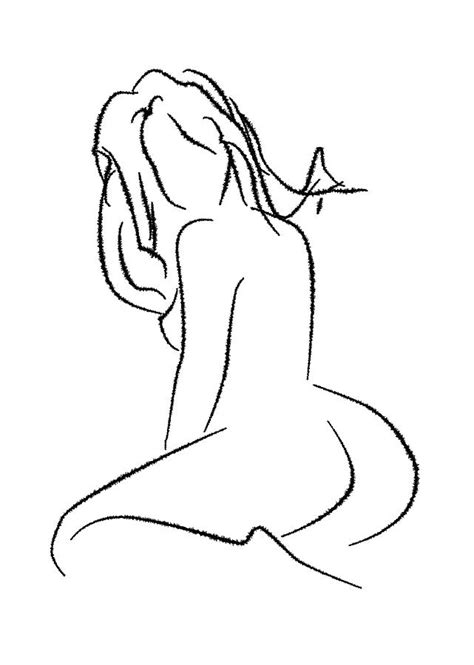 Minimalist Nude Line Drawing 2a Mixed Media By Brian Reaves