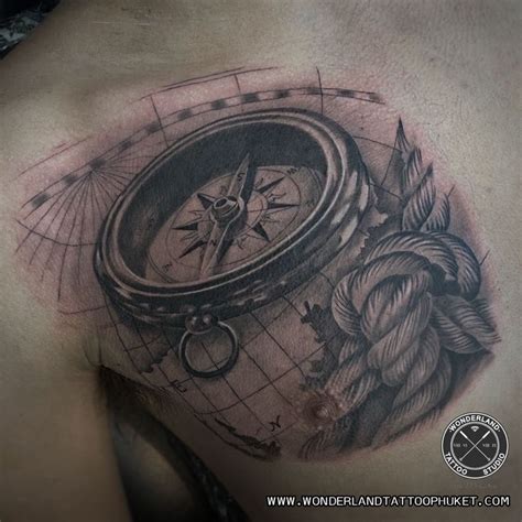 Compass Tattoo On Chest