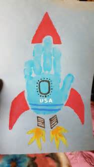 Our art and craft ideas are perfect for. Hand print rocket NASA space ship art craft | Father's Day ...