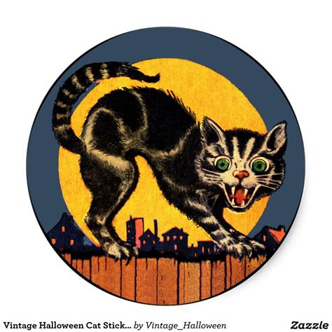 Vintage Halloween Cat Sticker Halloween Images Vintage