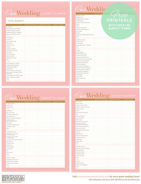 Free Printable Wedding Budget Planner Wedding Budget Planner Free