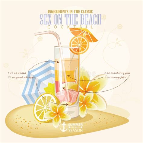 Vector Illustration Of Popular Alcoholic Cocktail Sex On The Beach Club Alcohol Shot Stock