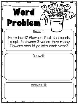 _____ question 1 3 girls share 24 toys equally. Division and Multiplication Word Problem Worksheets by My Teaching Pal