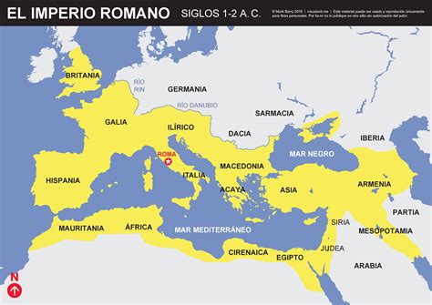 Un Mapa Simplificado Del Imperio Romano En Los Siglos 1 Y 2 A C