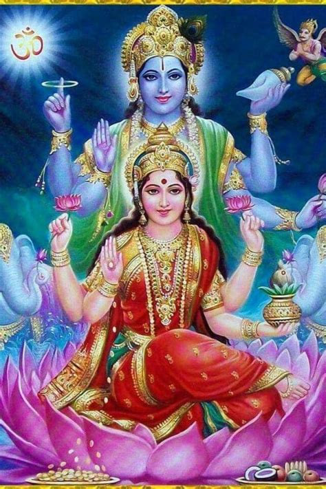 Heavenly Couple Lakshmi And Vishnu Lovely Poster Hinduism Art Lord