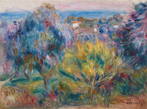 Pierre Auguste Renoir 1841 1919 Paysage Arbre Jaune Au Premier Plan