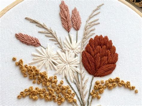 Dried Flowers Bouquet Embroidery Pattern Pdf Pattern Etsy Beginner