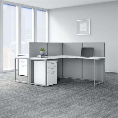 Bush Furniture Easy Office 60w 2 Person L Shaped Cubicle Desk With
