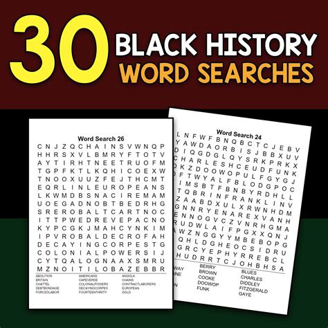 Best Value Black History Month 30 Word Search Puzzles To Celebrate
