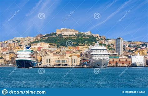 View From Sea On Coastline Of Naples Italy Stock Photo Image Of