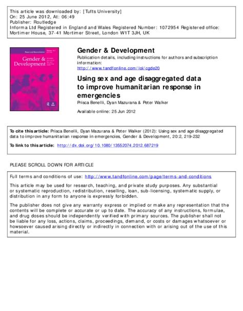 Document Gender And Development Using Sex And Age Disaggregated