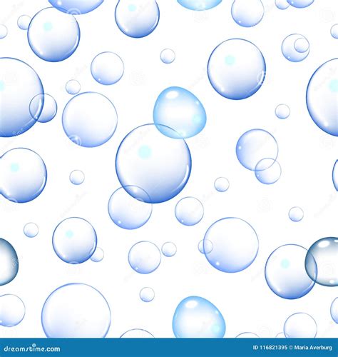 Vector Illustration Of Seamless Pattern Of Blue Bubble On White