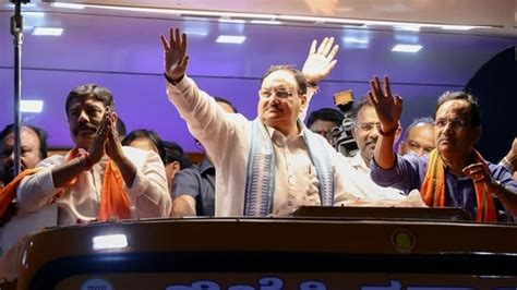 bjp steps up karnataka campaign nadda holds roadshow bengaluru hindustan times