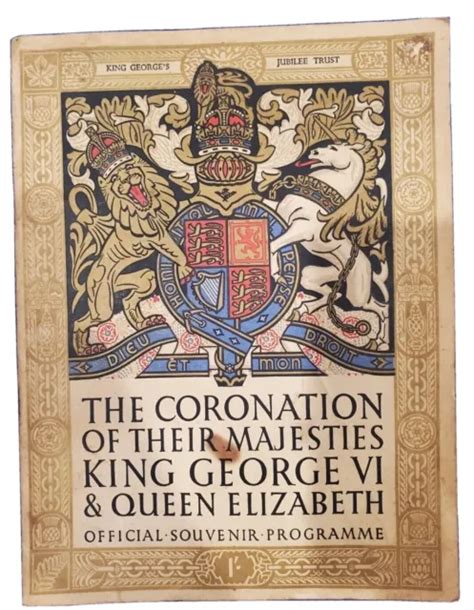 1937 PROGRAM THE Coronation Of Their Majesties King George Vi Queen
