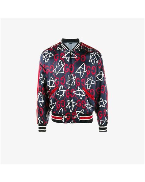 Gucci Ghost Star Duchesse Bomber Jacket In Blue For Men Lyst